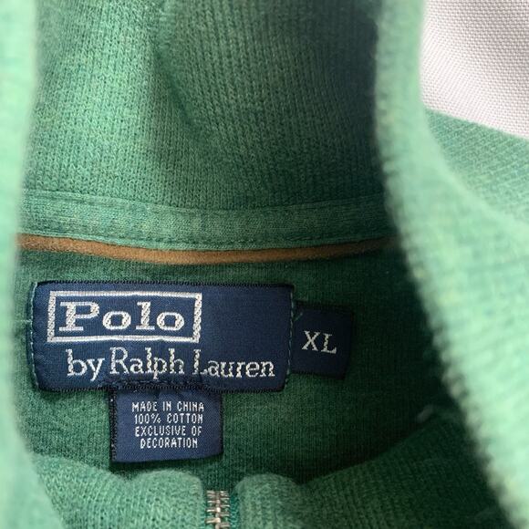 Polo Ralph Lauren Sweater Men’s XL Green Pullover Quarter Zip Sweatshirt Pony - Picture 4 of 10